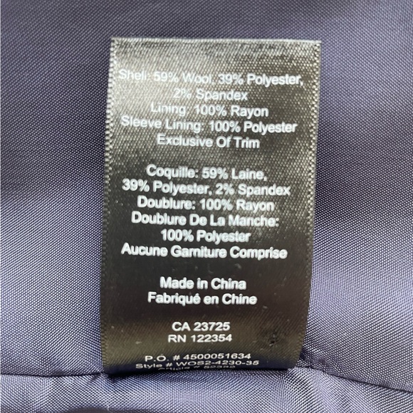 Aritiza Wool Blazer Navy Blue Size 6 - Picture 11 of 11